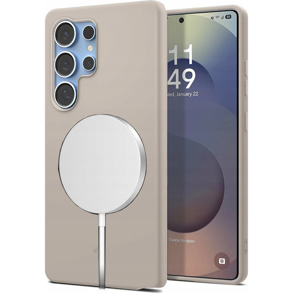 Калъф Spigen Silicone Fit MagSafe, съвместим с Samsung Galaxy S25 Ultra Natural Titanium