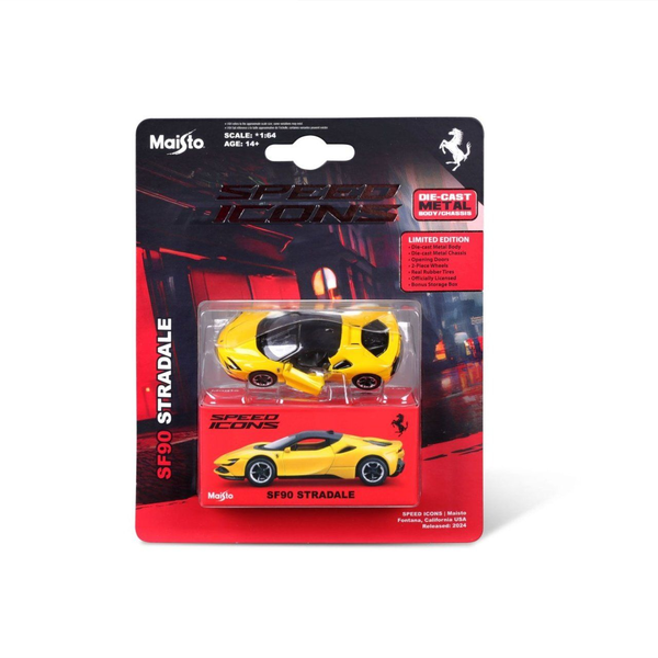 MAISTO SPEED ICONS SF90 STRADALE YELLOW METAL CAR 1 TO 64 SCALE