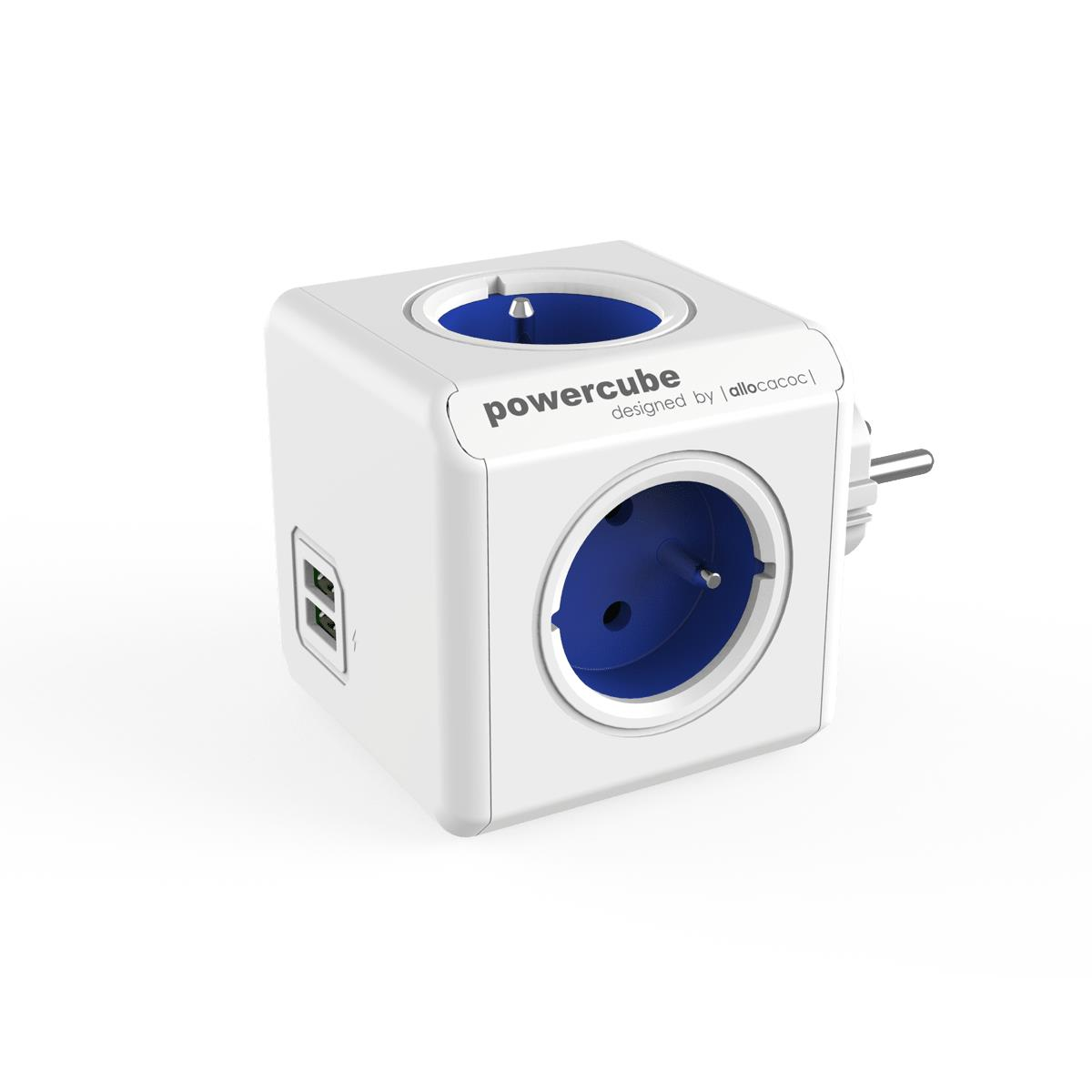 Allocacoc PowerCube Original 4 csatlakozós elosztó 2 USB porttal - Kék (2202BL/FROUPC)