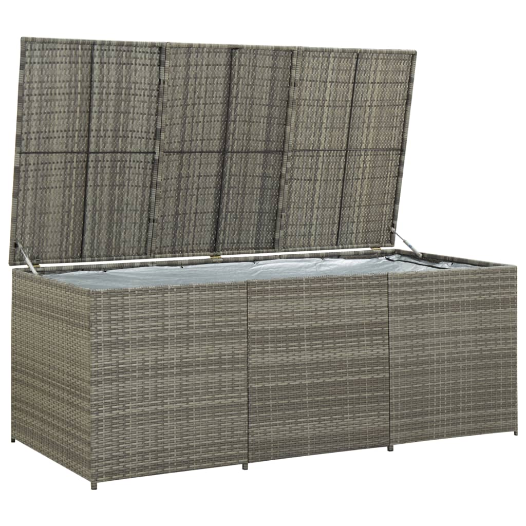 szürke polyrattan kerti tárolóláda 180 x 90 x 70 cm (46479)