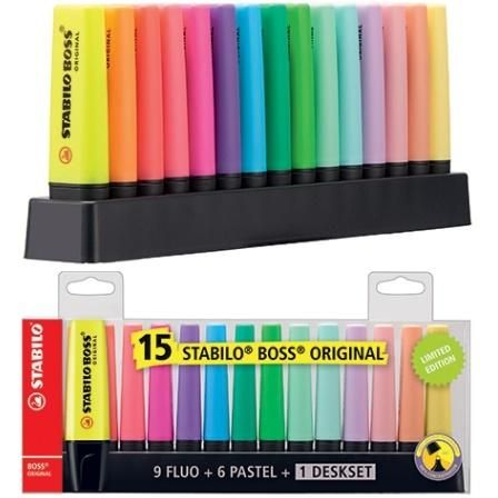 STABILO BOSS ORIGINAL speedmarker 15 stk Mejselspids Flerfarvet