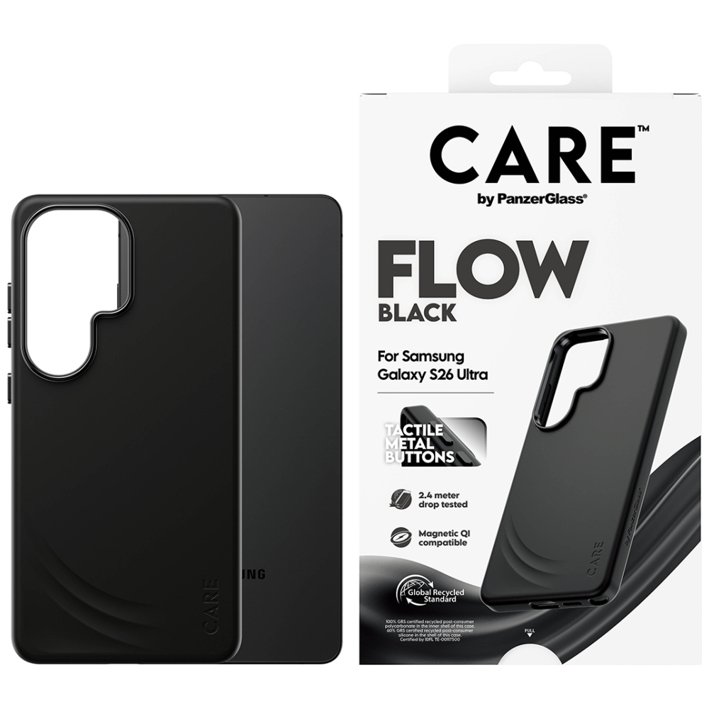 PanzerGlass CARE™ by ® Flow Case Black w. Qi Samsung Galaxy S26 Ultra carcasă pentru telefon mobil Copertă Negru