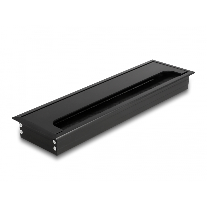 Delock Kábel tömítő/rendező asztalba szerelt változathoz kefével 280 x 80 x 28 mm méretű, fekete (66857) (66857)