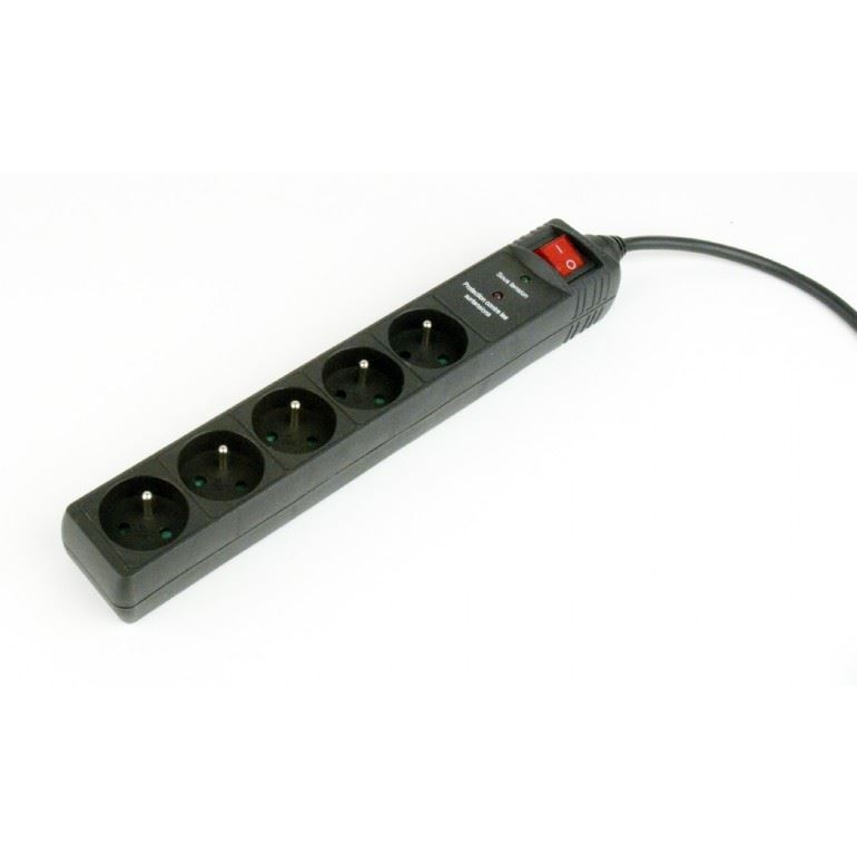 Gembird túlfeszültségvédő elosztó 5dugalj 1.5m fekete (SPF5-C-5) (SPF5-C-5)