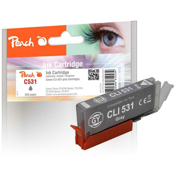 Peach PI100-499 глава и патрон за мастиленоструен принтер 1 броя Съвместим Стандартен добив Сив