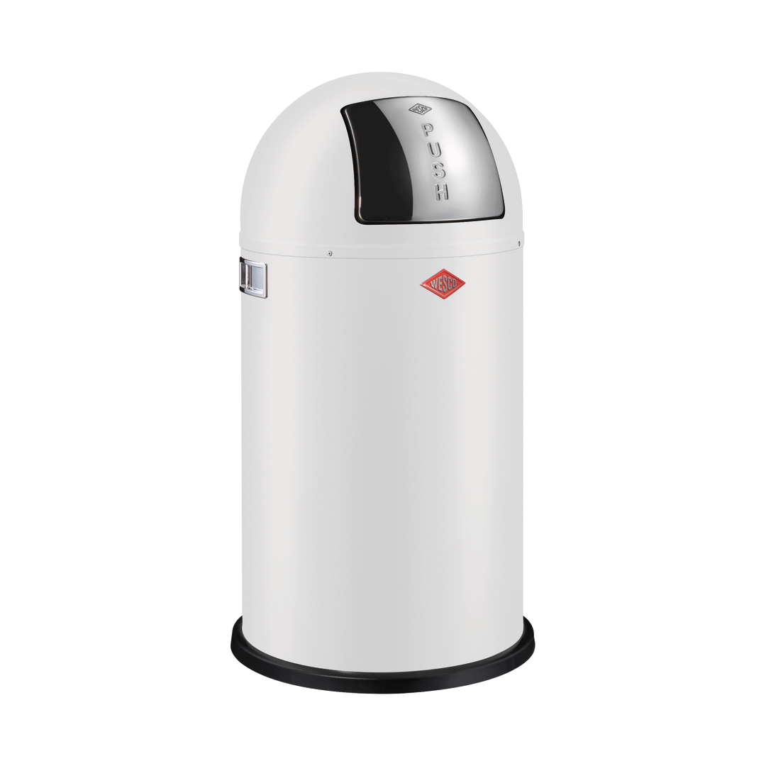 WESCO Pushboy 50 literes nyomófedeles fém szemetes - Matt fehér (112796)