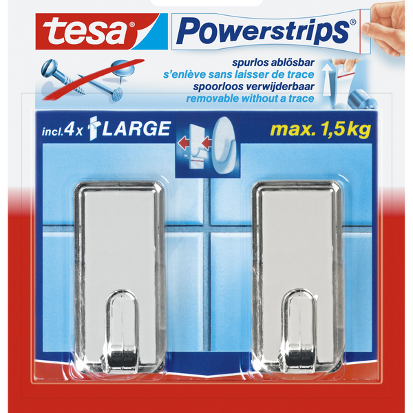  Tesa Tesa kabliukai PowerStrips Large Classic chrominiai 2 vnt.