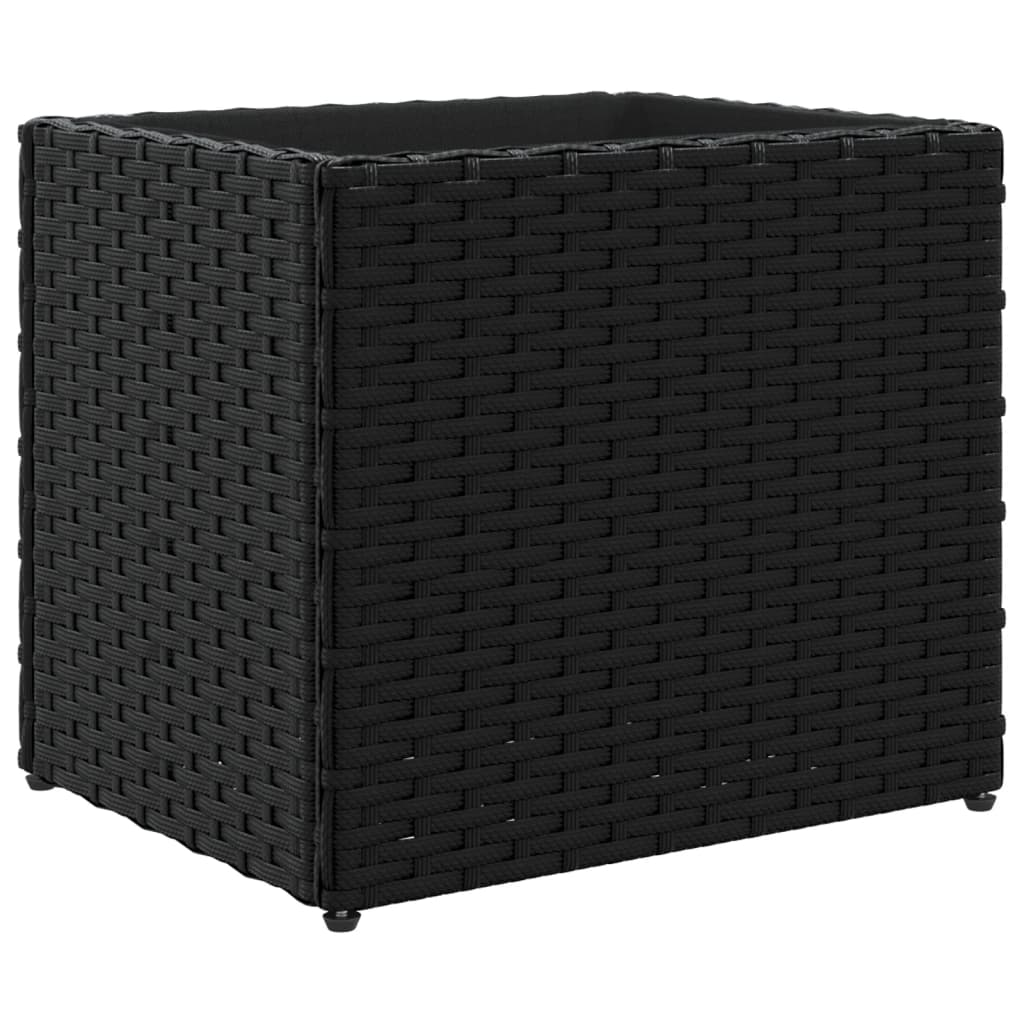 fekete polyrattan kerti ültetőláda 36x30x32 cm (366425)