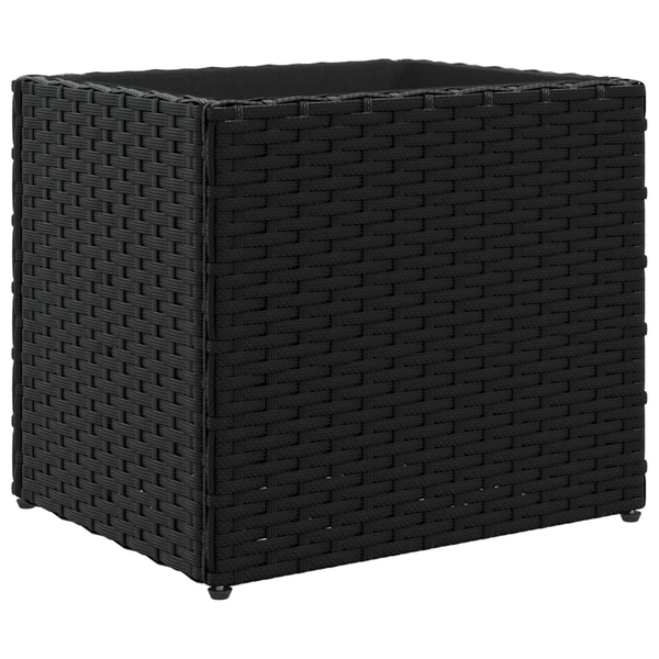 fekete polyrattan kerti ültetőláda 36x30x32 cm