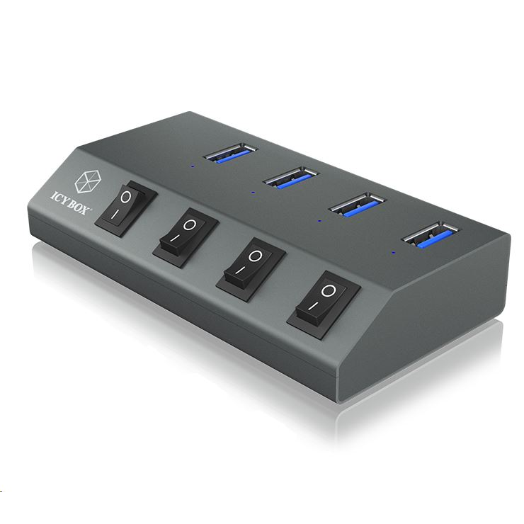 RaidSonic ICY BOX 4 portos USB Hub és töltő szürke (IB-HUB1405) (IB-HUB1405)
