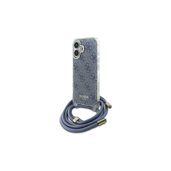 Guess GUHCP16SHC4SEB iPhone 16 6.1" készülékhez kemény tok Crossbody Cord 4G Print kék