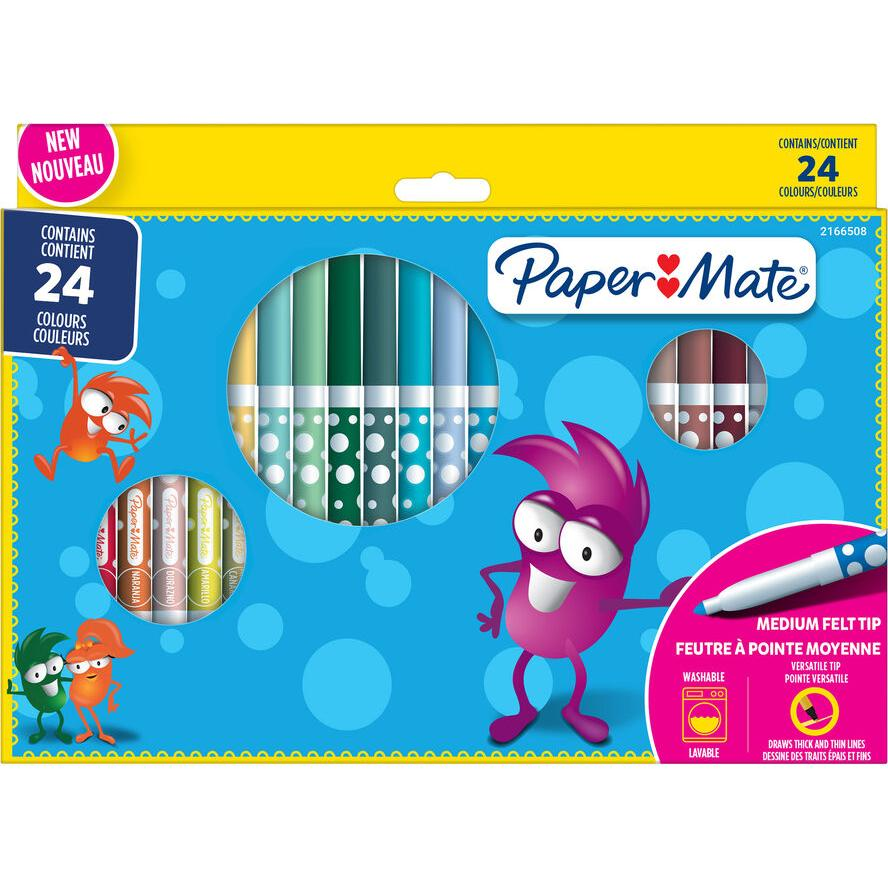PAPER MATE Filzstifte Kids Colouring Bunt 24er M Blister (2166508) (2166508)