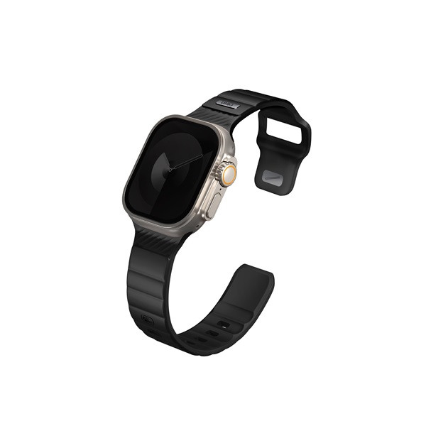 Uniq Stride KFM Apple Watch 49mm gumis szilikon szíj, fekete (-49MM-STRIMBLK)