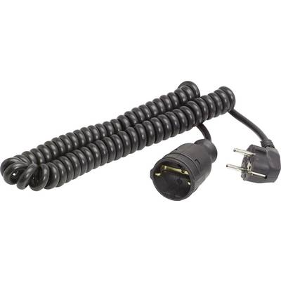 Hálózati spirálkábeles hosszabbítókábel, fekete, 2,5 m, HO5VV-F 3 G 1,5 mm2, AS Schwabe 70410 (70410)