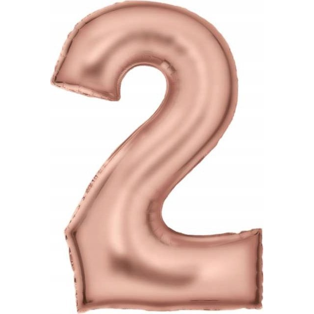 Lustre Szám Fólia Lufi - 2-es, 86 cm, Rózsaarany (9917314)