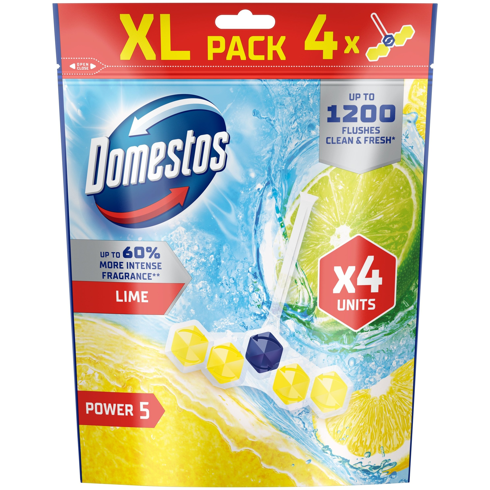 Domestos Power 5 Toaletné kocky Limetka 4x50g