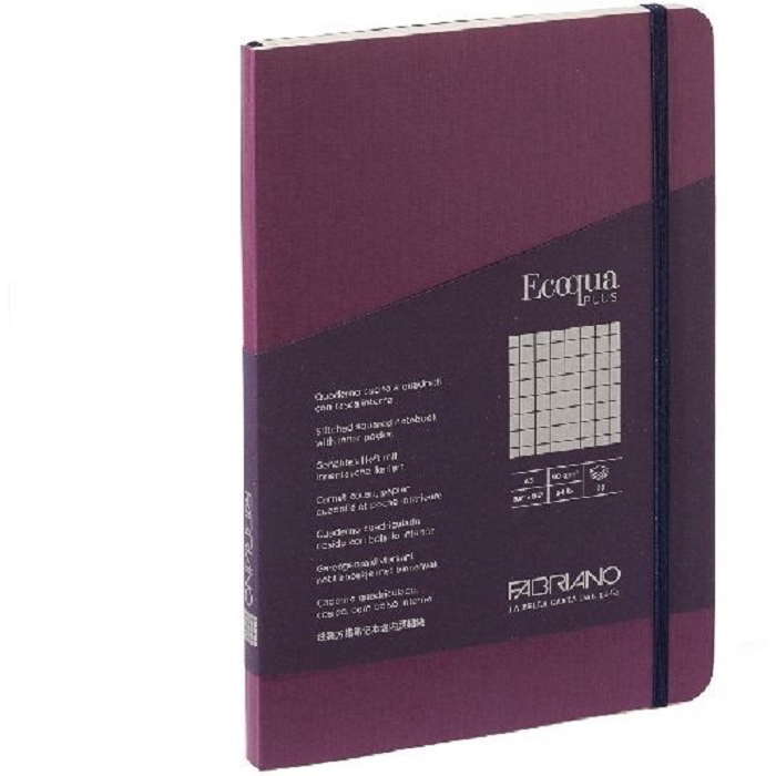 Fabriano Ecoqua Plus 80 lapos A5 négyzetrácsos notesz - Lila (19621112)