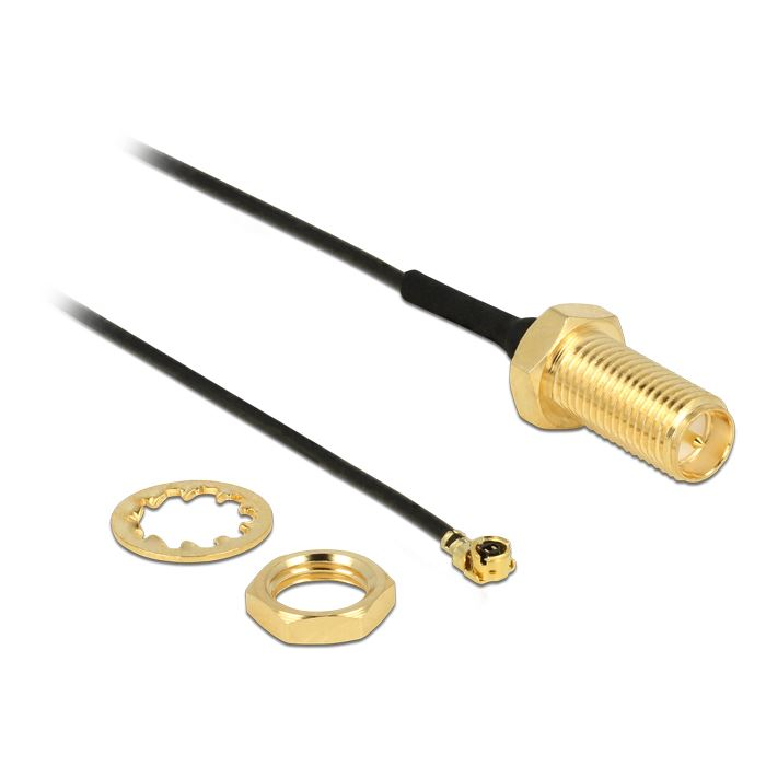 Delock antenna kábel RP-SMA csatlakozó válaszfal > MHF / U.FL-LP-068 10cm (89471) (DE89471)