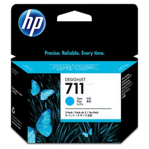 HP 711 3-pack 29-ml Cyan DesignJet Ink Cartridges atramentová náplň 3 kusov Originál Azúrová (CZ134A)