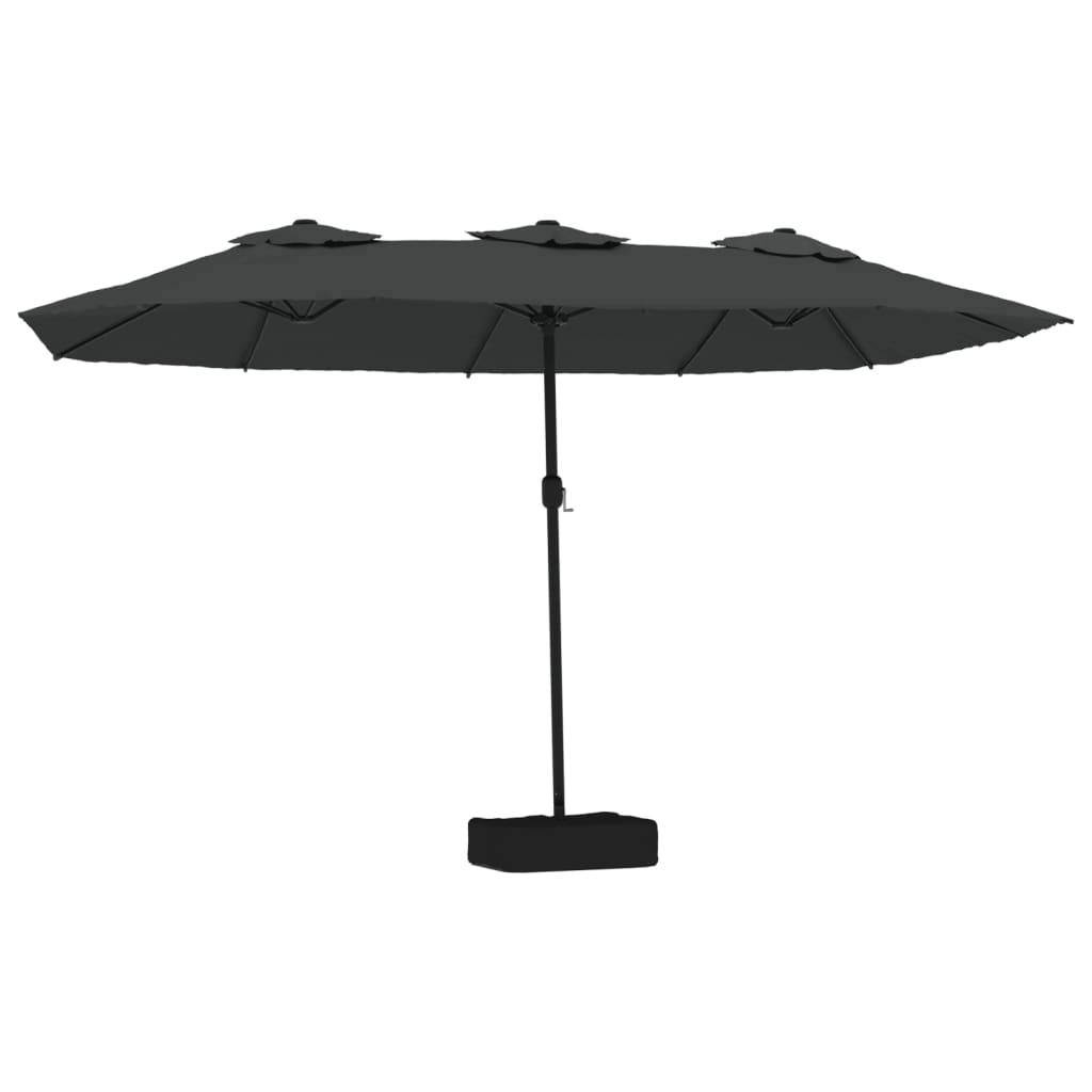 antracitszürke dupla tetős LED-es napernyő 449x245 cm (362955)