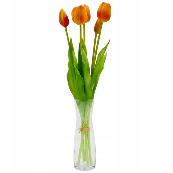 Saska Garden BUKIET 5 TULIPANÓW POMARAŃCZOWYCH 39CM JAK ŻYWYCH DEKORACJA WIOSENNA