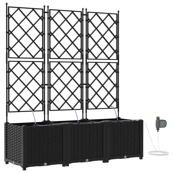 Jardiniere pentru grădină cu sistem de irigație 3 pcs Negru