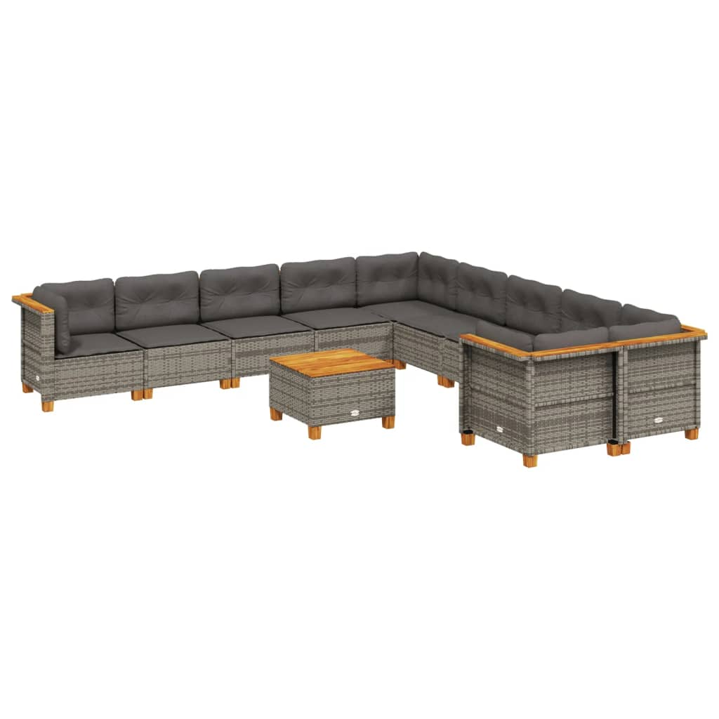 11 részes szürke polyrattan kerti ülőgarnitúra párnákkal (3262050)