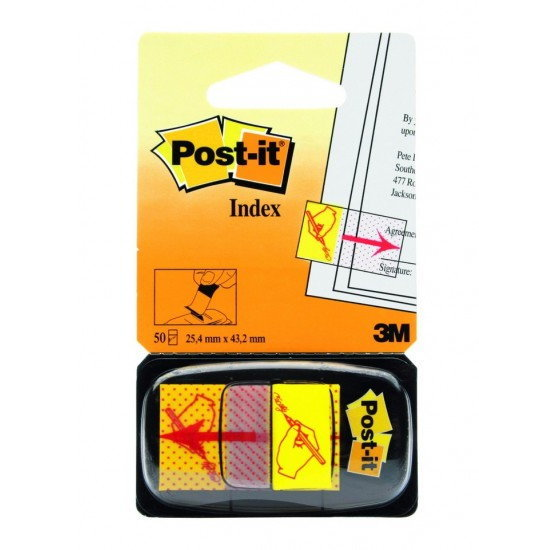Post-it 25x43mm aláírás ikonos jelölőcímke (50 lap) - Sárga (70071392784)