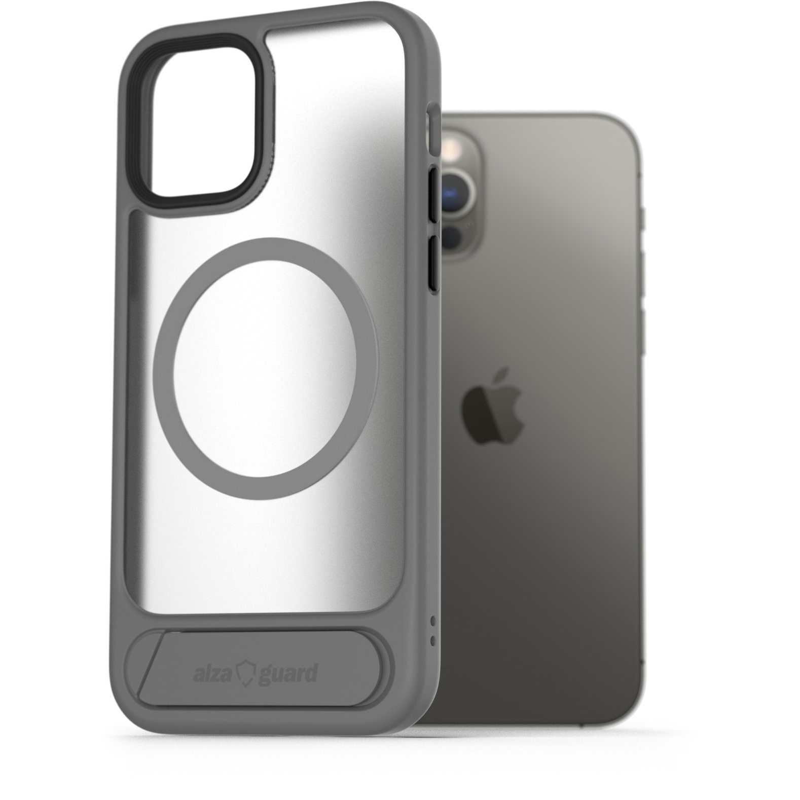 AlzaGuard Matte Case with Stand Compatible with MagSafe for iPhone 12 / 12 Pro szürke tok (AGD-PCH00012Y)