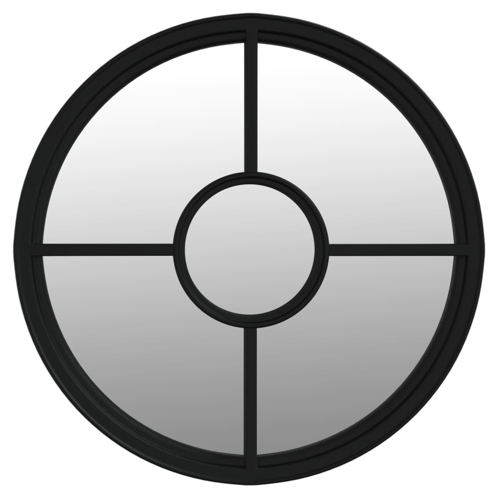 fekete kerek vas tükör beltéri használatra 60 x 4 cm (3093530)