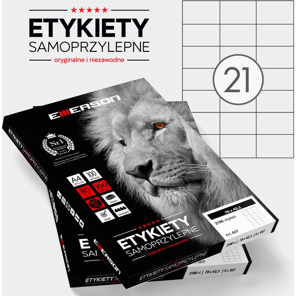  Emerson ETYKIETY 70 X 42.3 MM. 21 SZT/A4 EMERSON UNIWERSALNE
