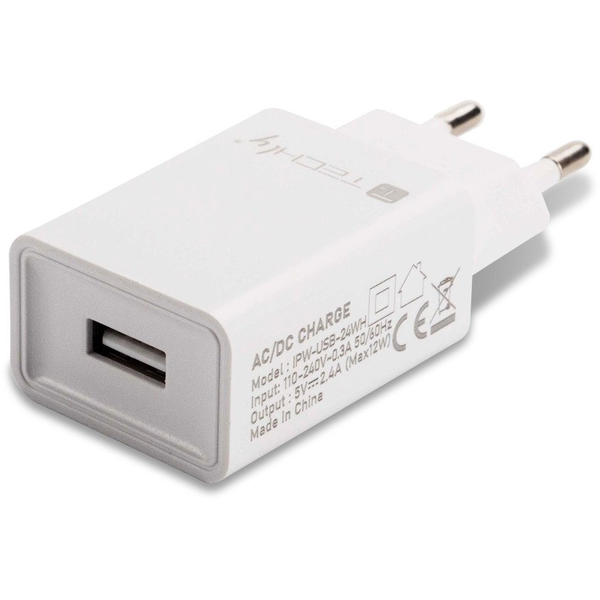 Techly IPW-USB-24WH Ladegerät für Mobilgeräte Universal Weiß AC Drinnen