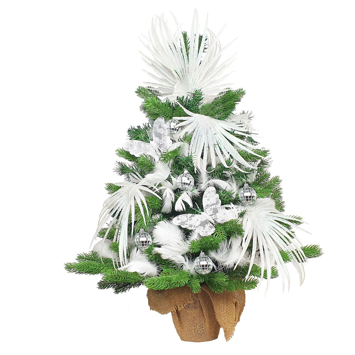 LAALU LED fényekkel díszített karácsonyfa - A pillangó fénye, 25 dísz, 60 cm (LAU-2214-OZM-60B)