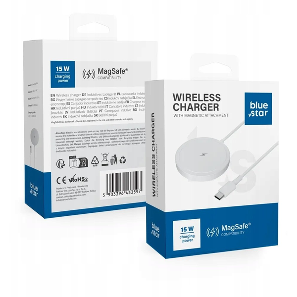 Ładowarka bezprzewodowa BLUE STAR Charing Pad 15w kompatybilna z MagSafe biała