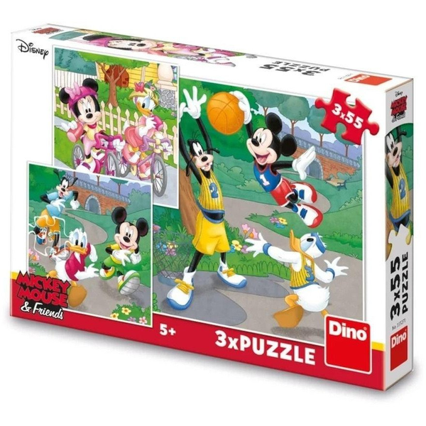 Puzzle 3x55 Myszka Miki Sportowcy