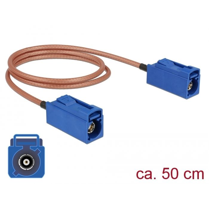 Delock FAKRA C-hüvely > FAKRA C-hüvely RG-316 antenna kábel 50cm (89667) (DE89667)