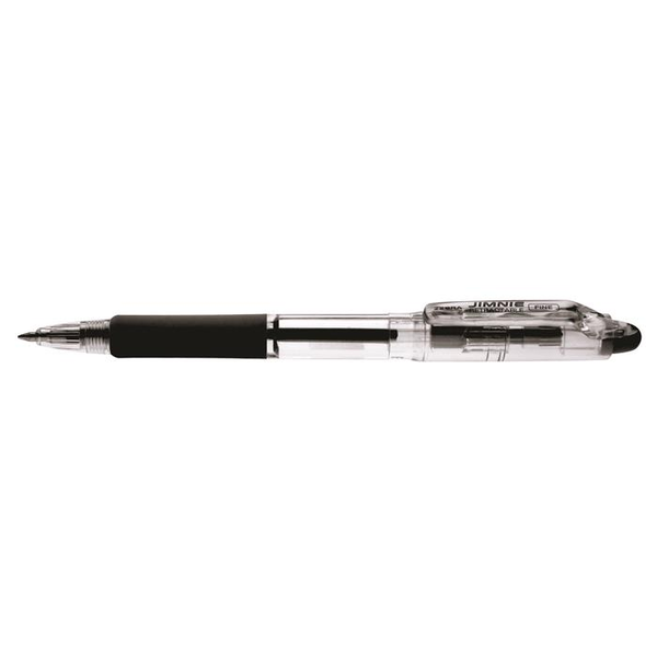 Zebra Jimnie Nyomógombos golyóstoll (Fekete tinta / 0.24mm) - Fekete/átlátszó