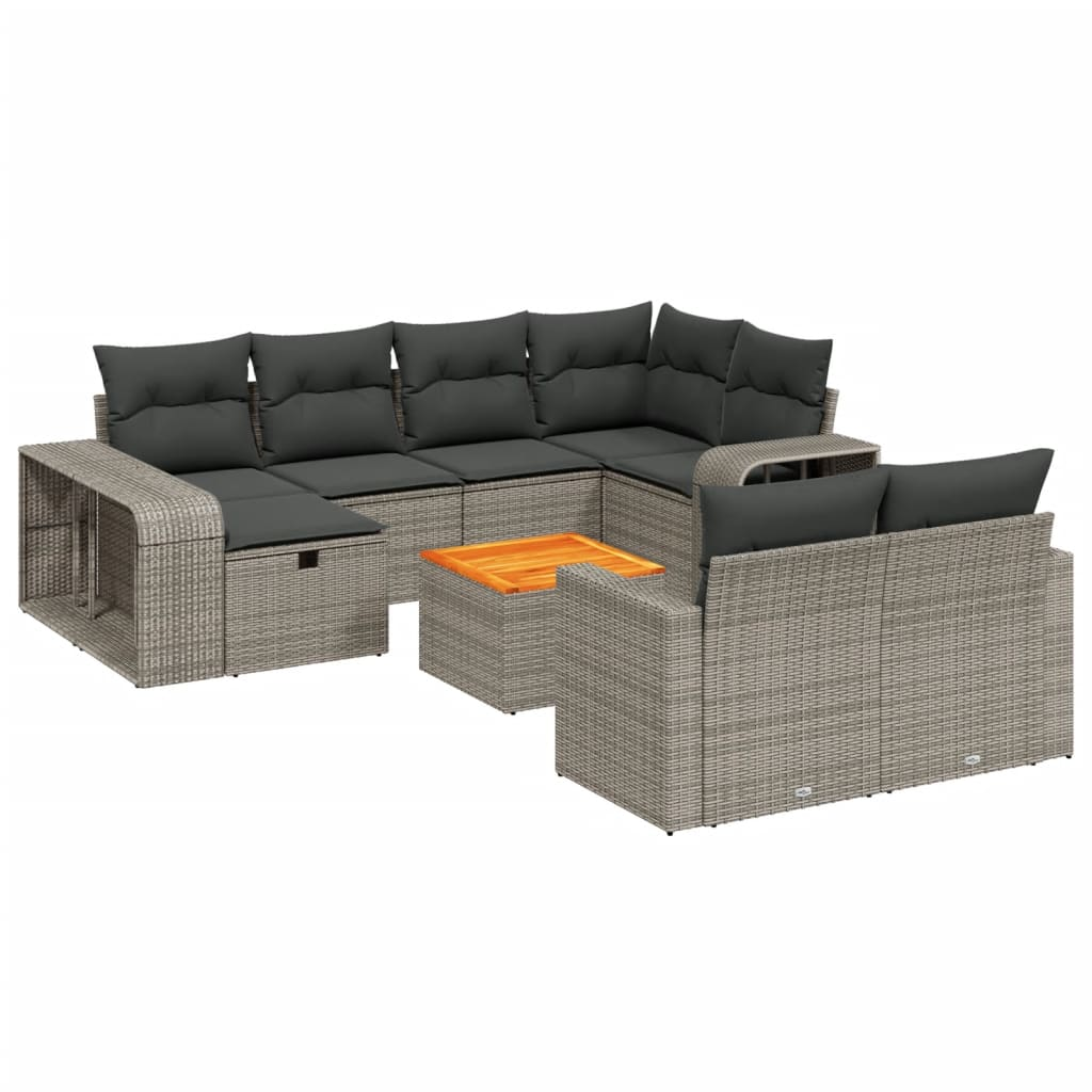 11 részes szürke polyrattan kerti ülőgarnitúra párnákkal (3266260)