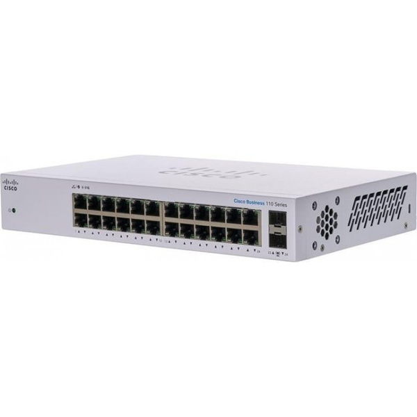 Cisco Cisco switch CBS110-24T, 24xGbE RJ45, 2xSFP (combo with 2 GbE), fanless - REFRESH