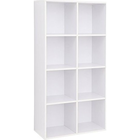 8 kockás tároló könyvespolc, szabadon álló könyvespolc, fehér (LBC24WT XXX)