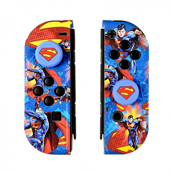 FR-TEC Superman Nintendo Switch Joy-Con borítás és analóg kupak + játéktartó (SUPSWCP)