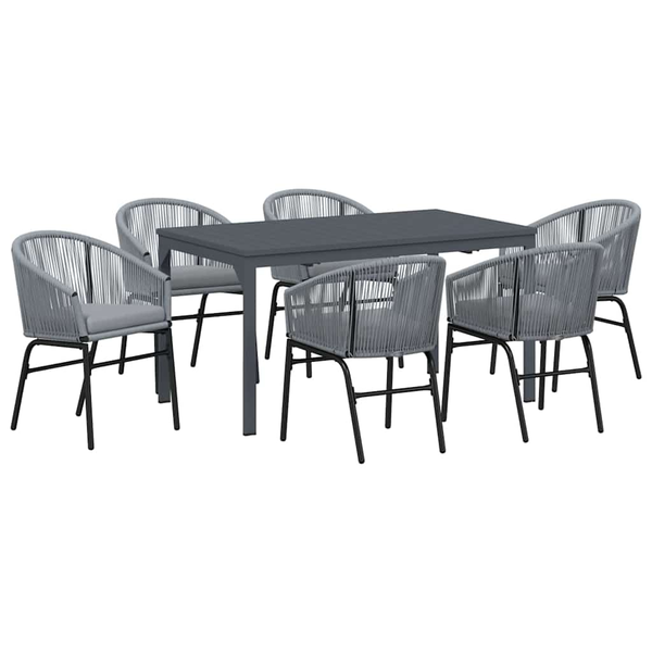 Kert étkező szett 7 pcs Szürke Poli rattan