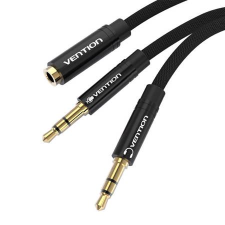 Vention 3.5mm jack anya - 2x3.5mm jack apa audio kábel 1m fekete (BBLBF)