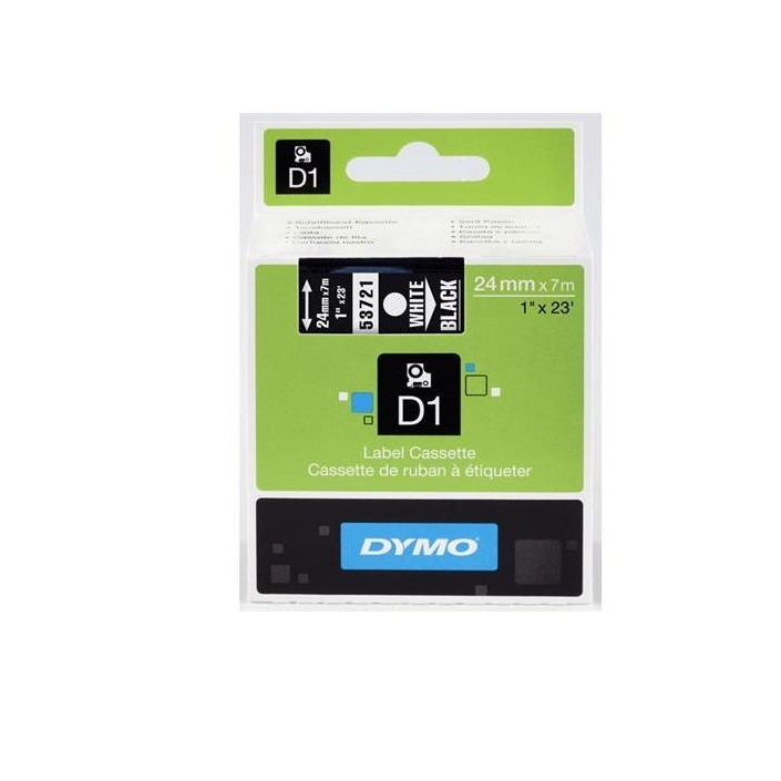 Dymo D1 Feliratozógép szalag 24mm / 7m - Fehér/Fekete (NDY0720930)