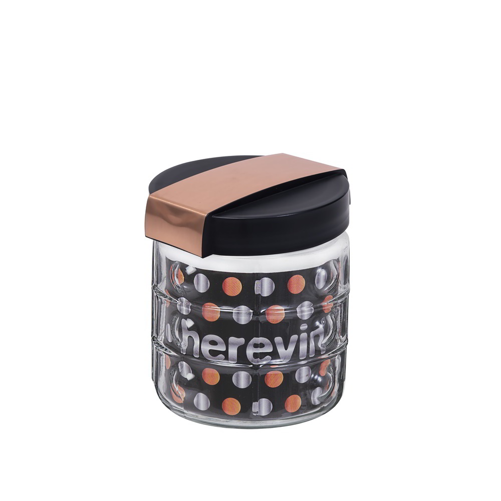 Iris 190901-004 Üveg Fűszertartó 1000ml - Rózsarany / Fekete (190901-004)