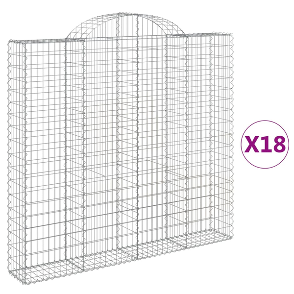 18 db íves horganyzott vas gabion kosár 200x30x180/200 cm