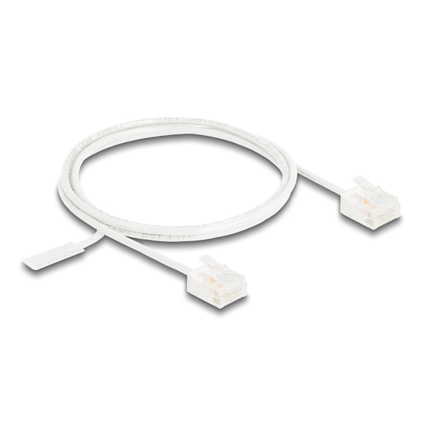 Delock RJ45 Netzwerkkabel Cat.6 UTP Ultra Slim 1 m weiß mit kurzen Steckern