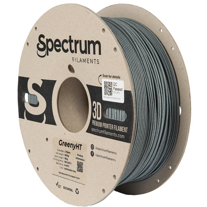 Spectrum 3D nyomtatószál, GreenyHT, 1,75 mm, Anthracite Grey, 1 kg (80701)