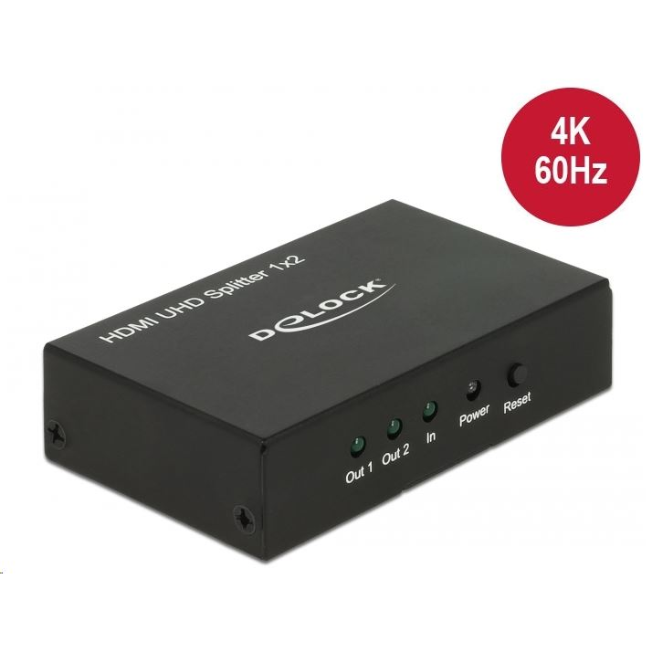 Delock HDMI UHD-es elosztó 1 x HDMI-bemenet > 2 x HDMI-kimenet 4K (18682) (18682)