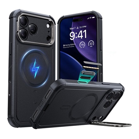 ESR Cyber Armor HaloLock hátlaptok kitámasztóval iPhone fekete GP-181238